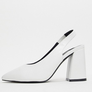 Miss Selfridge – Weiße Schuhe mit Fersenriemen und Absatz