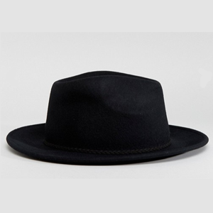 ASOS DESIGN – Größenverstellbarer Fedora-Hut aus Filz mit geflochtenem Borte