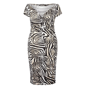 boohoo Plus Zebra Wrap Belted Midi Dress