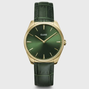 Féroce Leather, Gold, Forest Green Croco - CLUSE