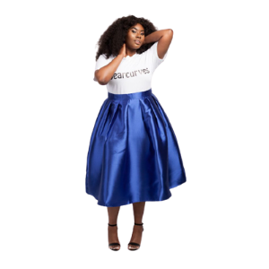 Dearcurves Blue Plus Size Circle Skirt
