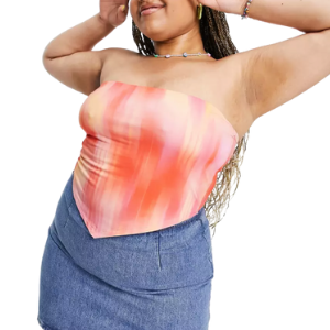 Bandeau top with scarf hem blurred marble print