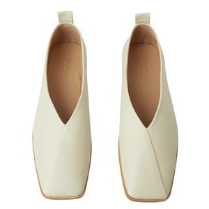 COS SQUARE-TOE CROSSOVER LEATHER BALLET FLATS