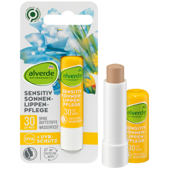Alverde Naturkosmetik Lippenpflegestift Sensitive LSF 30