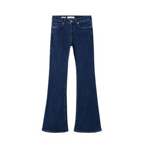 Dunkelblaue Flared-Jeans mit mittlerer Bundhöhe