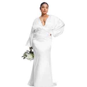 Yaura Plus – Bridal – Maxikleid in Elfenbein mit Kimonoärmeln