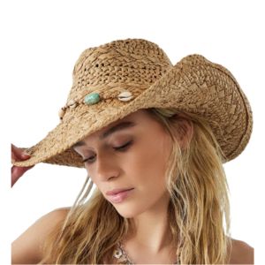 Cowboy-Hut aus Stroh mit Perlen und Muscheln